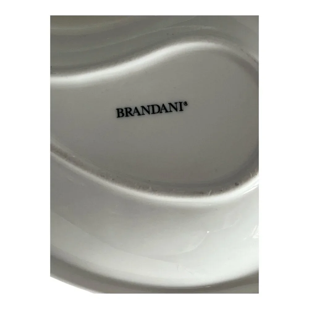 Brandani Divided Ceramic Serving Dish with Bamboo Handle 12 Inch